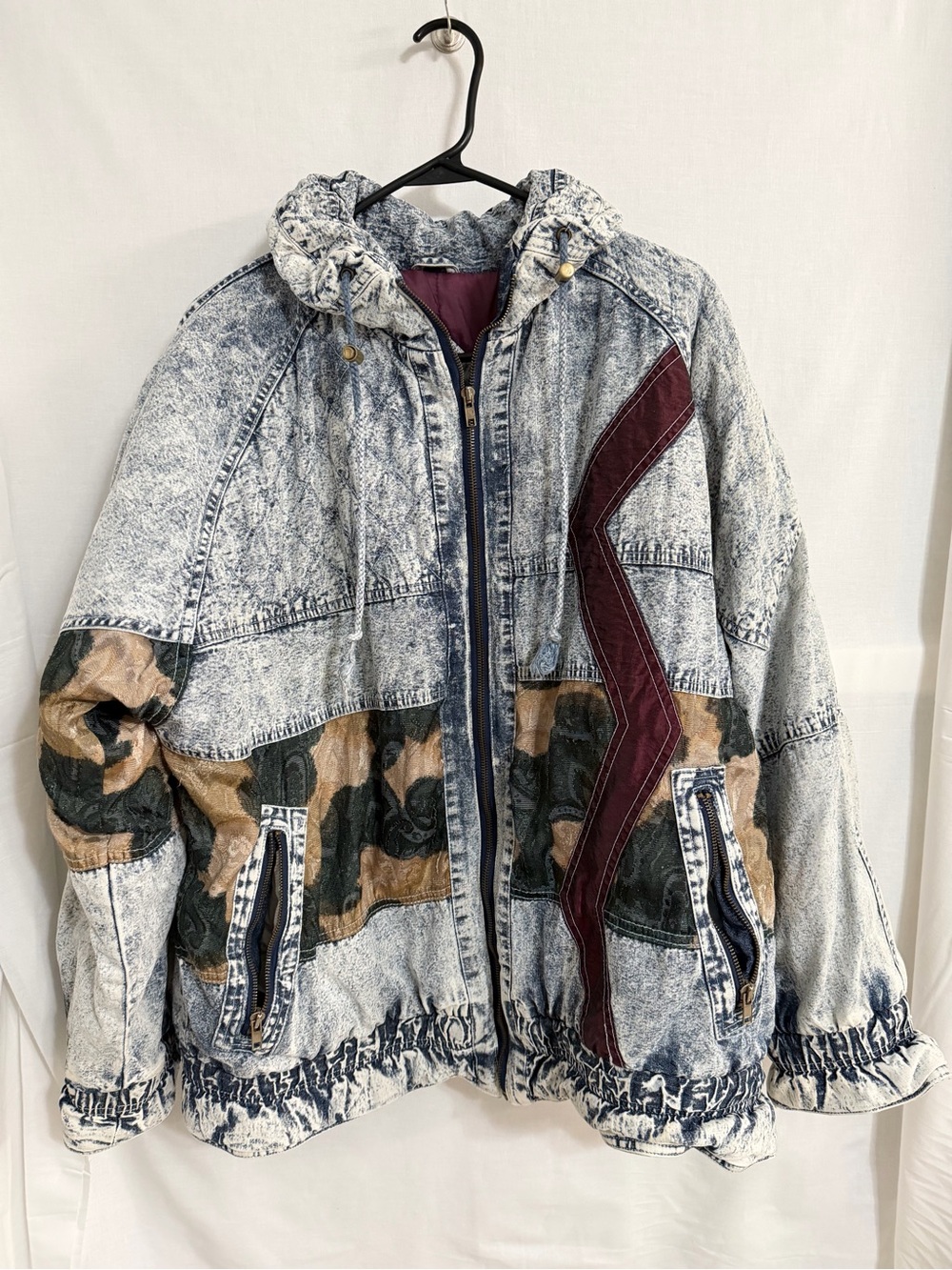 Learsi Vintage 80’s 90’s Acid Wash Denim Hooded Jacket Medium